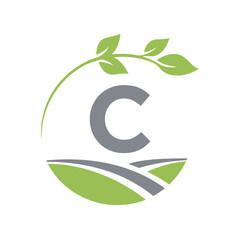 Initial Agriculture Logo combine with letter C vector template