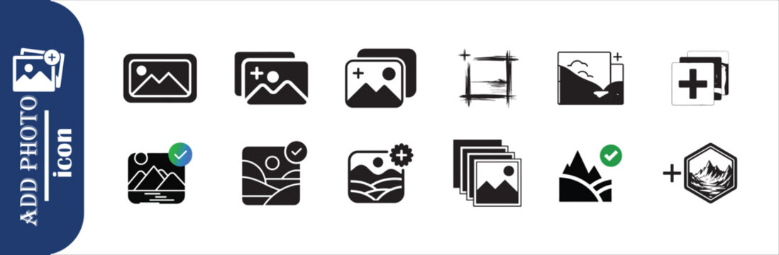 Add photo icon set vector illustration contains such icons as picture gallery and new image creation