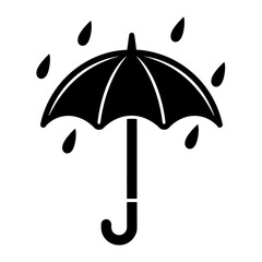 Cute black umbrella arrow symbol representing shelter, downward motion, rain protection and soft design themes