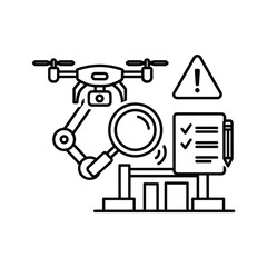 Drone inspection, safety, quality control, smart analysis icon