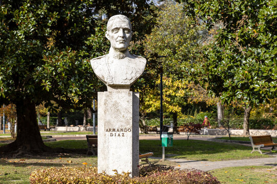 Bust of Armando Diaz displayed in a public park in Abano Terme, Italy