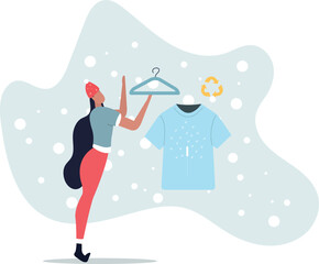 eco shopping concept. woman posing with hanger.life and employment of people.