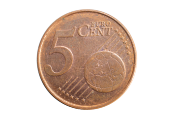 5 euro cent coin on a white background