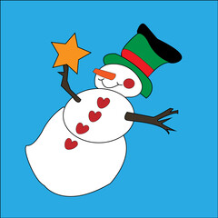 Cute Snowman Holding a Star Illustration