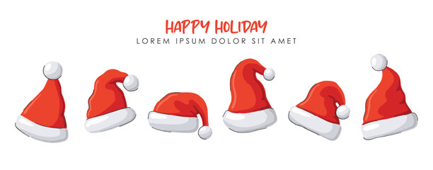 Collection of Red Santa Claus Hats for Christmas Holiday Season