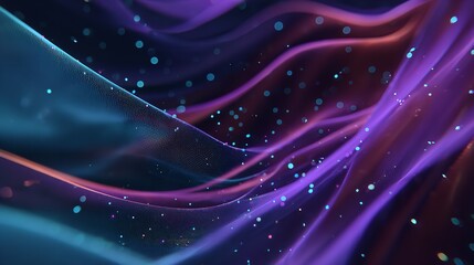 Abstract blue and purple waves of light and energy create a flowing digital fractal texture against a dark space backdrop