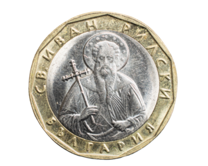 one bulgarian lew coin isolated on white background