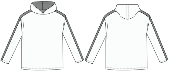 Long sleeve hooded t shirt flat sketch vector 