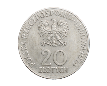 twenty Polish zloty coin on white isolated background - Powered by Adobe