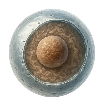 Nucleus featuring an intact membrane and visible nucleoplasm texture.