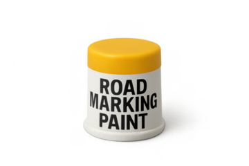 Road marking paint container with yellow lid