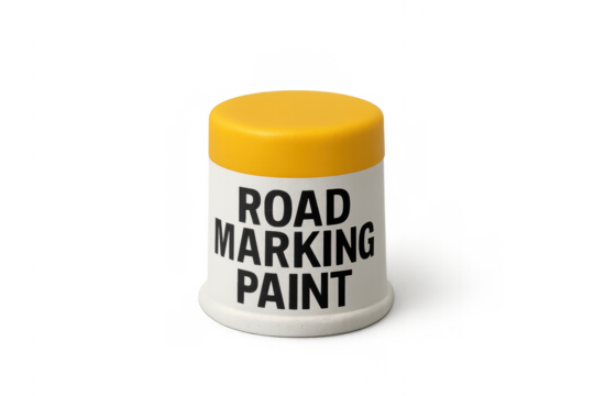 Road marking paint container with yellow lid