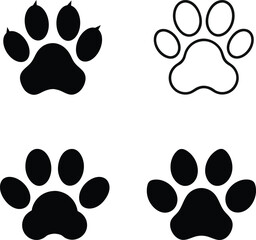 Fototapeta premium Collection of four paw print icons 