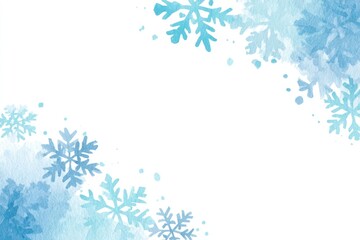 Blue watercolor snowflake border