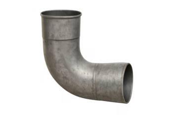 Industrial metal pipe elbow plumbing fitting on transparent background