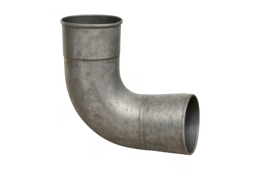 Industrial metal pipe elbow plumbing fitting on transparent background