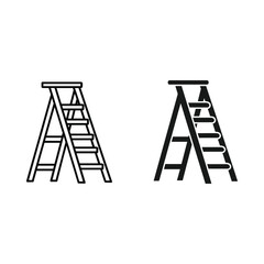 Two simple line art icons of a folding step ladder