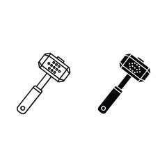 Two meat tenderizer mallets one outline one silhouette