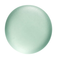 Pale green, round, translucent sea glass piece.
