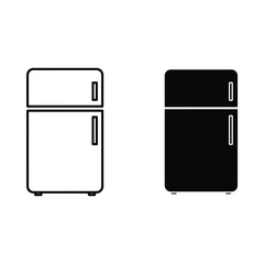 Simple line art and silhouette of a two door refrigerator