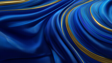 Elegant blue and gold fabric texture design.