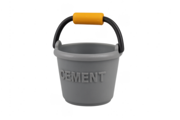 Cement bucket with yellow handle for building construction
