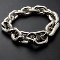A sleek, modern silver bracelet, showcasing a bold, linked design, embodies sophistication and contemporary fashion.