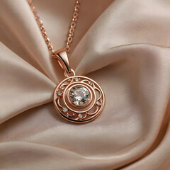 A stunning and radiant necklace is gracefully displayed on a background, perfectly showcasing its beauty and elegance.