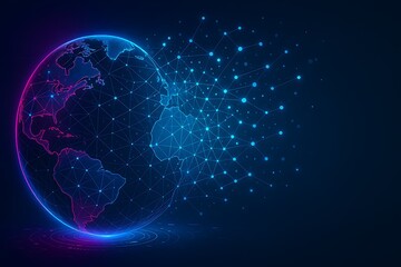 Obraz premium Blue Technology Globe Showing Worldwide Internet Connectivity and Cloud Infrastructure