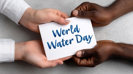 Celebrating world water day with hands sharing a common message