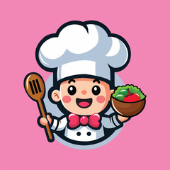 adorable cooking mascot character illustration