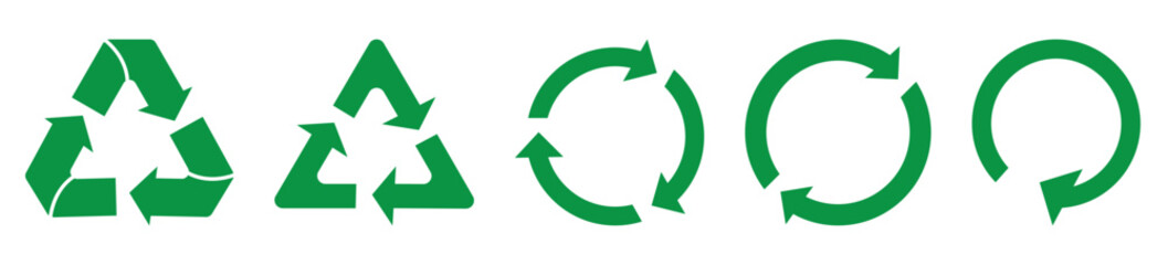 Set of green recycle icons