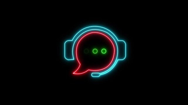 Seamless loop animation concept on the transparent background. Motion graphics of Empty copy space idea. chatting icon and 4 tone neon color box
