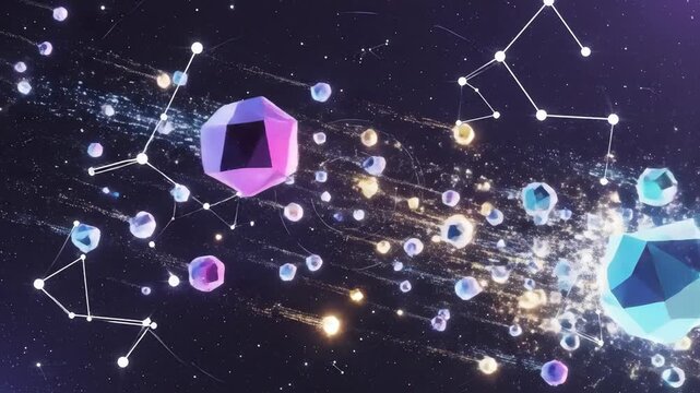 Abstract geometric shapes and constellations with light effects