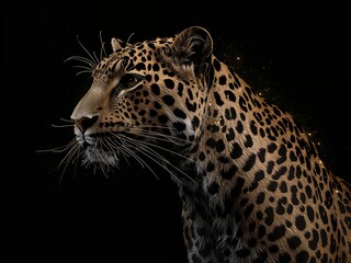 Fototapeta premium Golden Leopard Profile with Sparkling Highlights