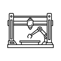 Industrial automation robotic arm and gantry machine icon vector