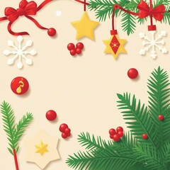 Christmas holiday background with festive decorations and copy area