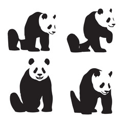 Giant Panda Silhouettes Set