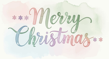 Watercolor Merry Christmas greeting with soft pastel colors for festive holiday cards and winter promotions, spreading joy and cheer this season