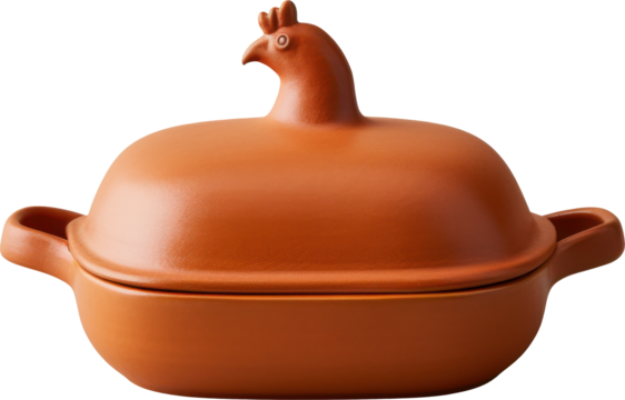 Chicken clay roaster isolated on transparent background