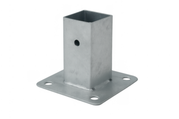 Galvanized metal fence post base bracket with square flange