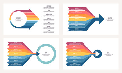 Business infographic template. Arrow Process chart with seven options, steps. Vector chart.