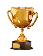 Gold cup on transparent background. 3D illustration