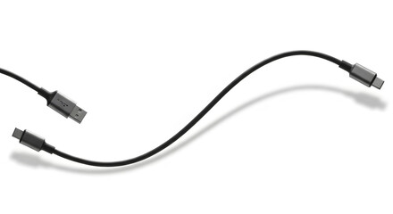 USB cables, Futuristic Electronic Communication: A close-up shot of sleek, modern USB cables, gracefully curving across the frame. These cords suggest effortless data transfer and connectivity.