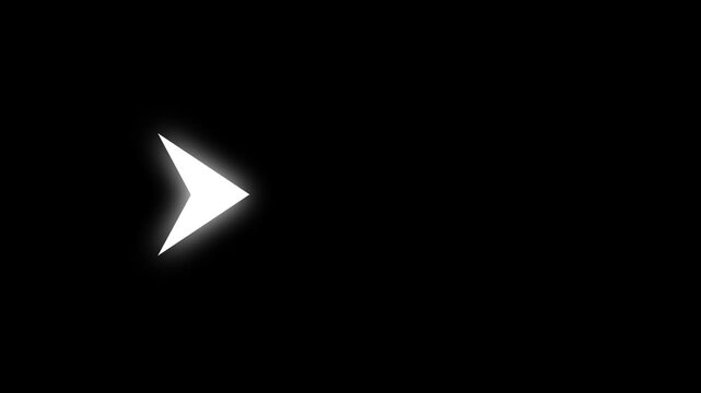 White  Right-directional arrow loop animation. Animated arrows for the overlay video layer. 4k animation.