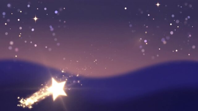 Animated shooting star across a dark night sky abstract background