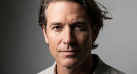 Fototapeta premium Close-up portrait of a confident man with a calm expression and