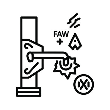 Industrial process icon showing flow, faw acronym and rejection
