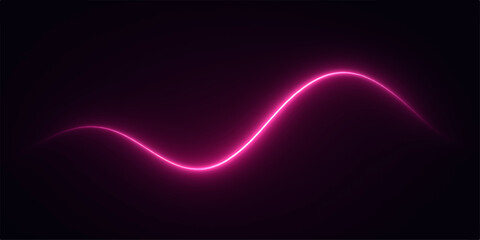 Vibrant pink neon wave on a dark background for modern design elements