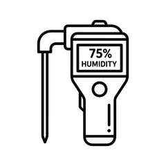 Digital humidity meter device icon showing 75% moisture level.